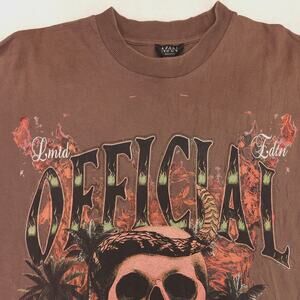 BooHooMan Official Skull Short Sleeve Crew Neck T Shirt Mens Size 2XL Brown